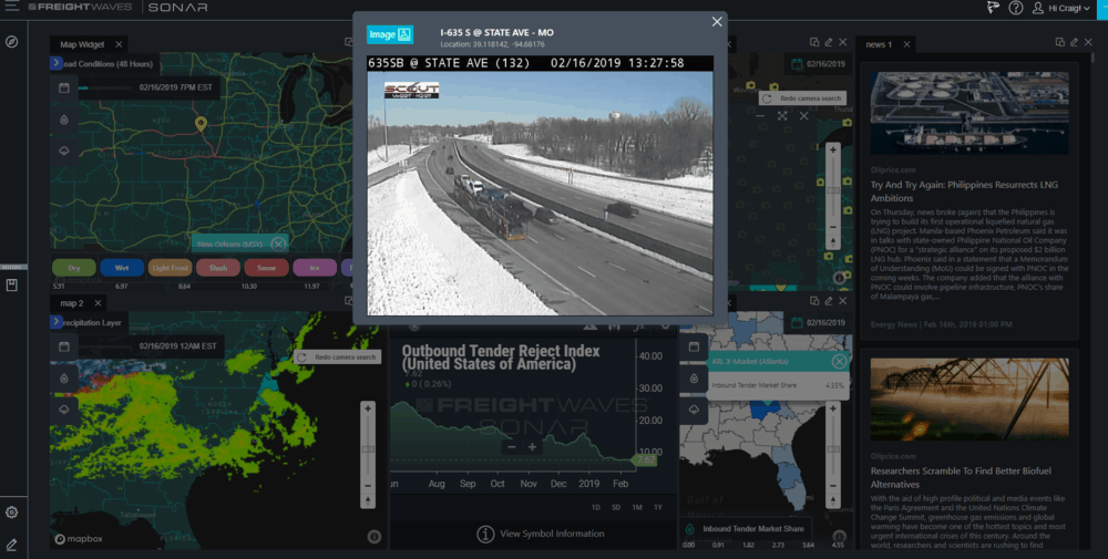 Freightwaves sonar provides detailed information to subscribers not available from other sources. photo credit: freightwaves/josh roden