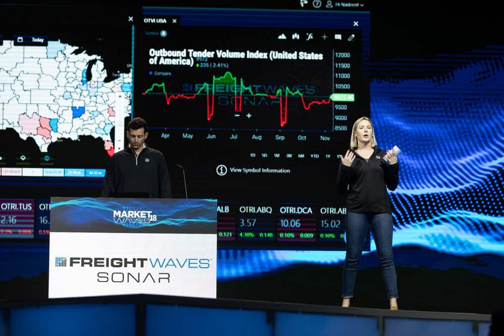 freightwaves staff present a sonar demonstration. photo credit: freightwaves/josh roden