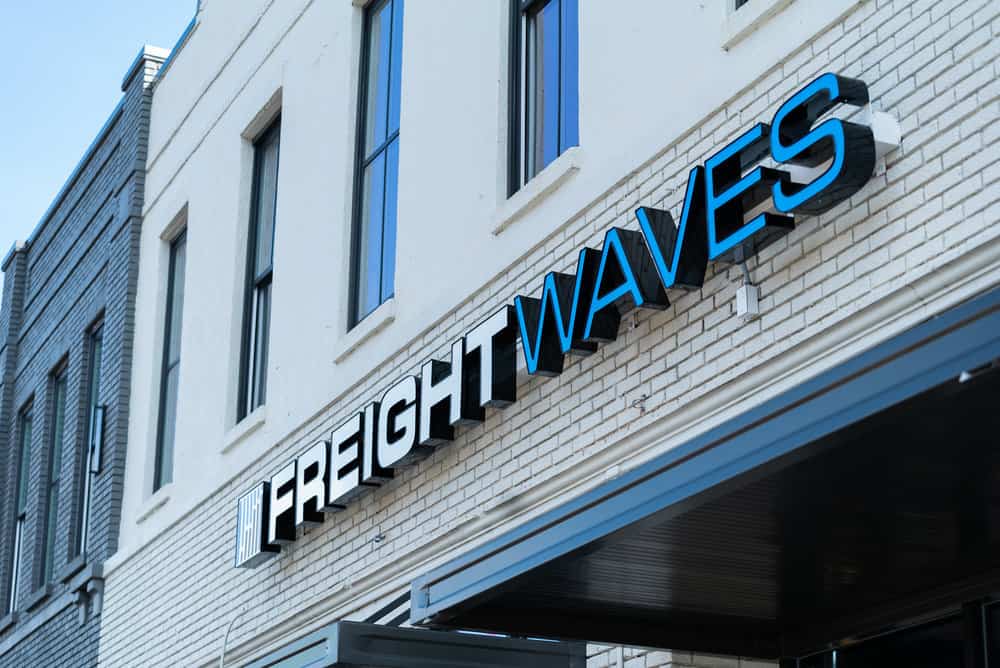 freightwaves logo on its new headquarters building in downtown chattanooga. photo credit: freightwaves/josh roden