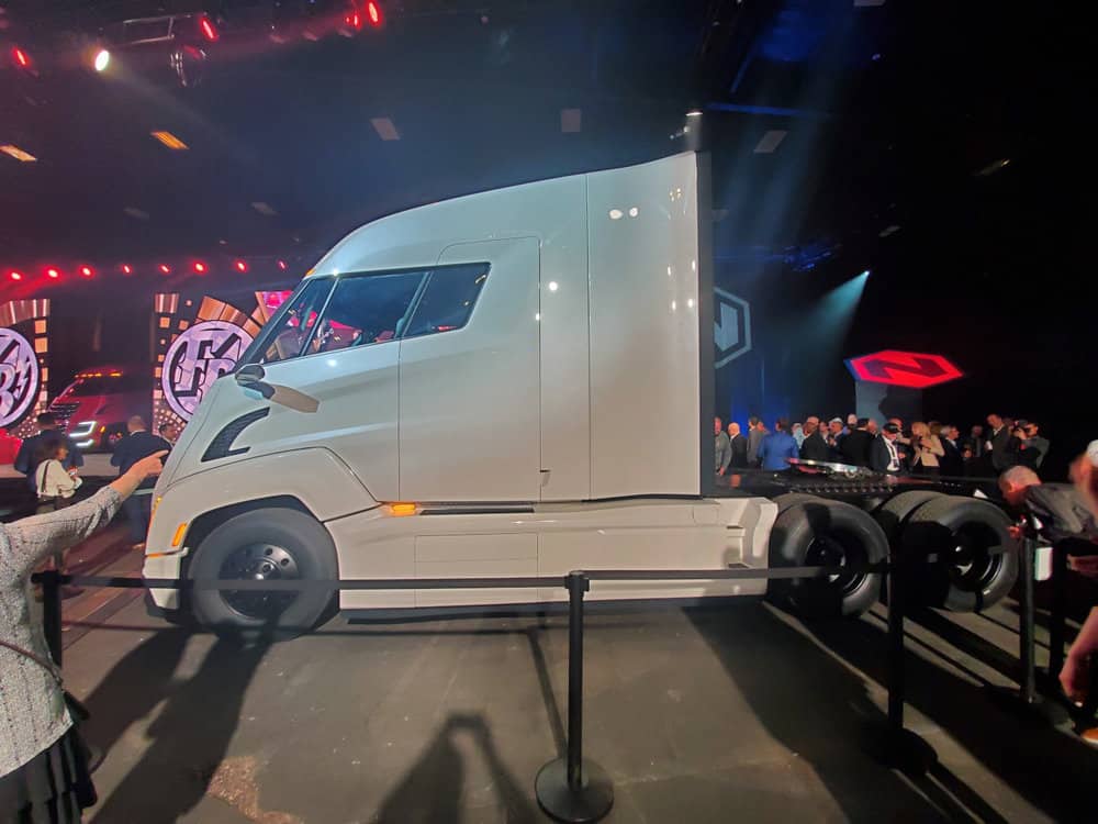 This particular model of the NIkola Two is nicknamed Storm Trooper for its distinctive white color. ( Photo: Brian Straight/FreightWaves )