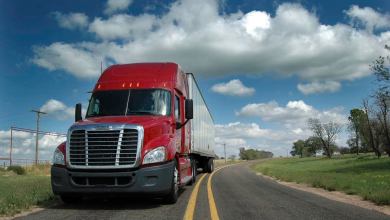 truck driving down highway