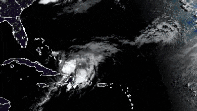 Satellite animation of Hurricane Isaias in the Caribbean.