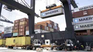 Cargo containers at a shipping port