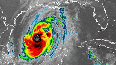 Satellite animation of Hurricane Delta in the Gulf of Mexico.