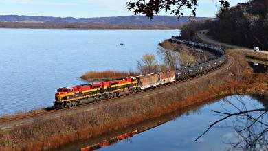 A photograph of a Kansas City Southern train.