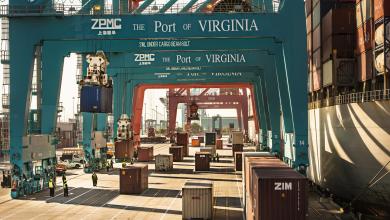 A photograph of containers at the Port of Virginia.