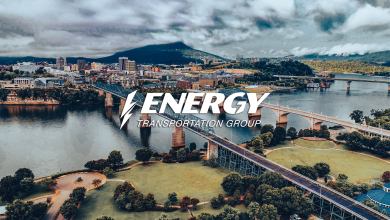 Aerial view of Chattanooga with Lookout Mountain in the background