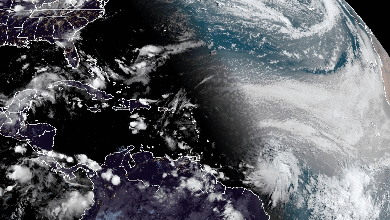 Satellite animation of Tropical Storm Elsa.