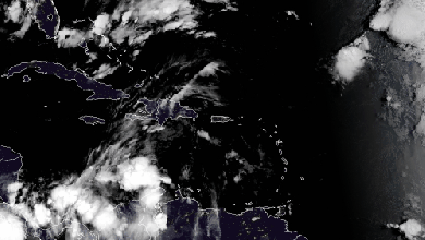 Satellite animation of potential Caribbean tropical storm.