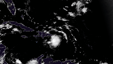 Satellite animation of Tropical Storm Fred in the Caribbean.