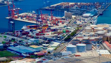 An aerial view of the Port of Las Palmas, which includes Petrologis Canarias, a company targeted in a ransomware attack.