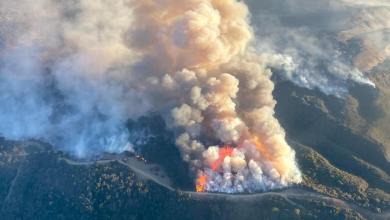 Aerial photo of the Alisal wildfire in Southern California in mid-October, 2021.