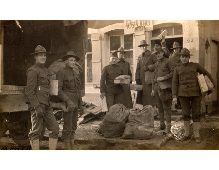 World War I Christmas mail delivery Bruvans, France