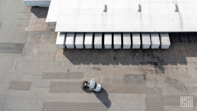 A cross-dock terminal in Houston is viewed from above.