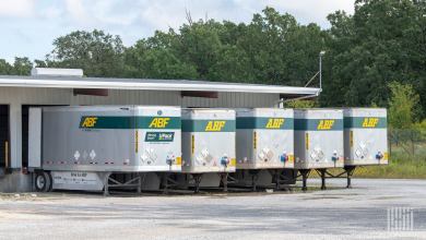 ABF pup trailers at a terminal