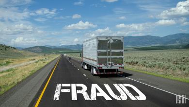Truck on road with fraud paint