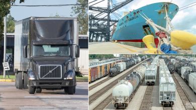 trucks, ships, trains