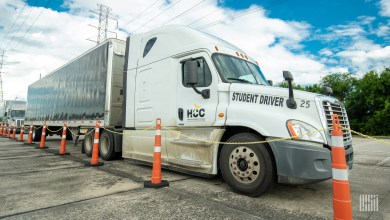 Truck at truck driving school