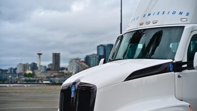 Electric truck at the Port of Tacoma