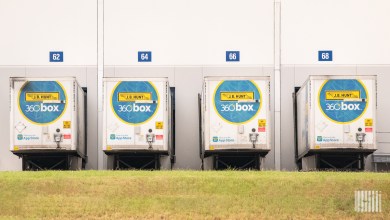 JB Hunt 360box trailers at a loading dock