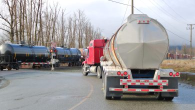 tank truck at railroad crossing