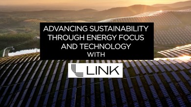 A field of solar panels showing how Link Logistics is advancing sustainability through a focus on energy and technology