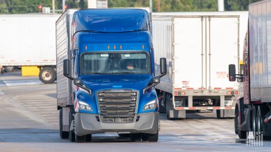 Truck entering truck stop