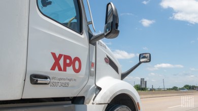 a closeup of an XPO daycab