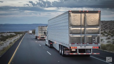 trucks following each other on the highway