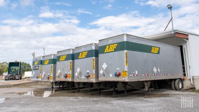 ABF pup trailers at a terminal