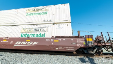 JB Hunt containers on a BNSF wellcar