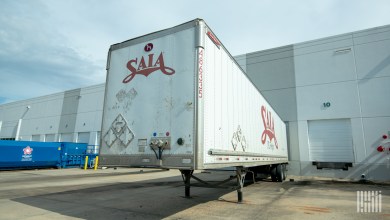 a Saia trailer at a warehouse