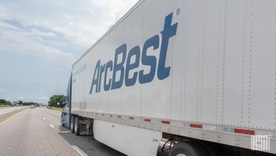 An ArcBest trailer on a highway